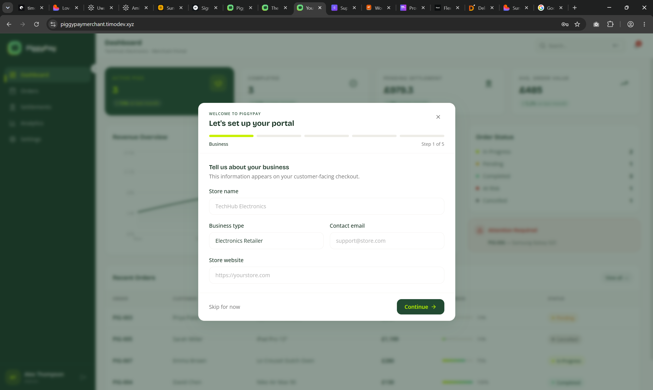 Merchant onboarding